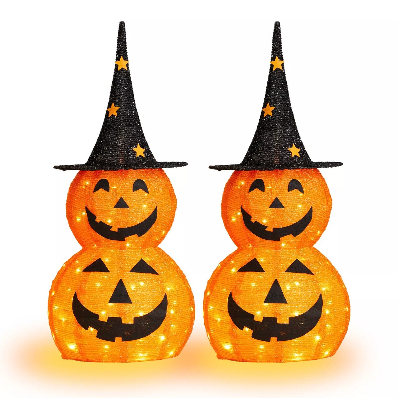 2 of Set 3FT Halloween Collapsible Pumpkin Decorations Pre-Lit Light up 150 LED
